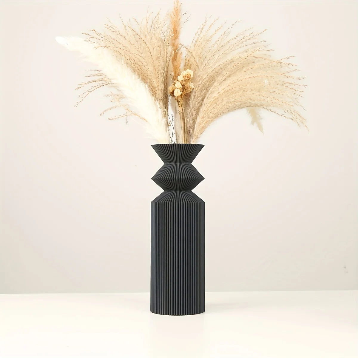 Nordic Black Decorative Plastic Vase – Minimalist Accent for Modern Interiors