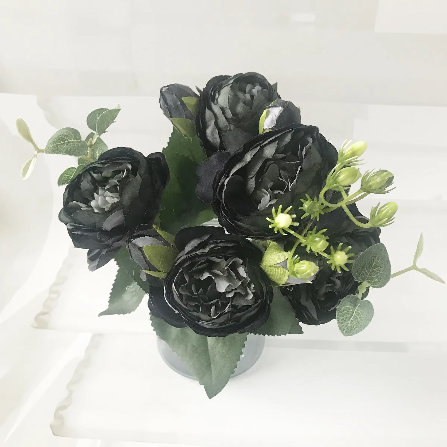 Rose Pink Silk Peony Bouquet β 30cm Faux Flower Arrangement with Buds & Gypsophila π