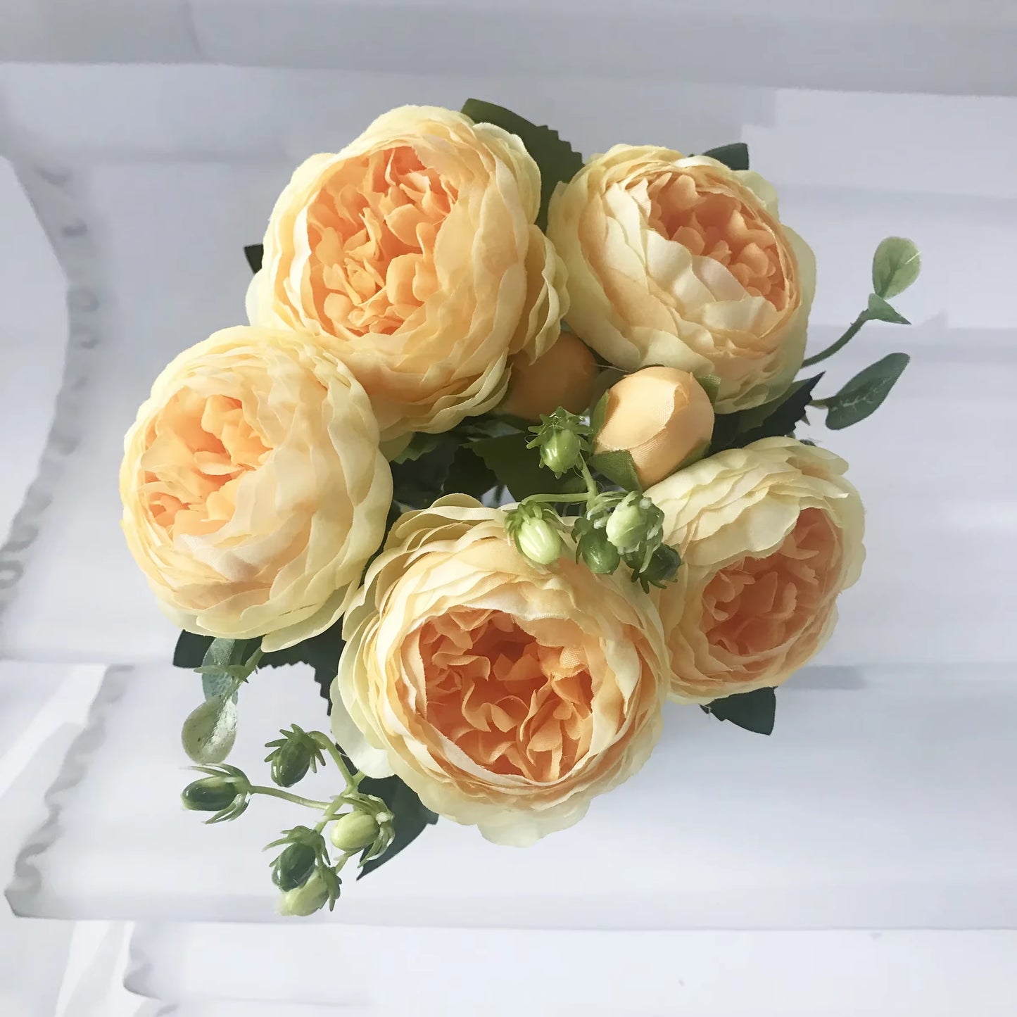 Rose Pink Silk Peony Bouquet β 30cm Faux Flower Arrangement with Buds & Gypsophila π