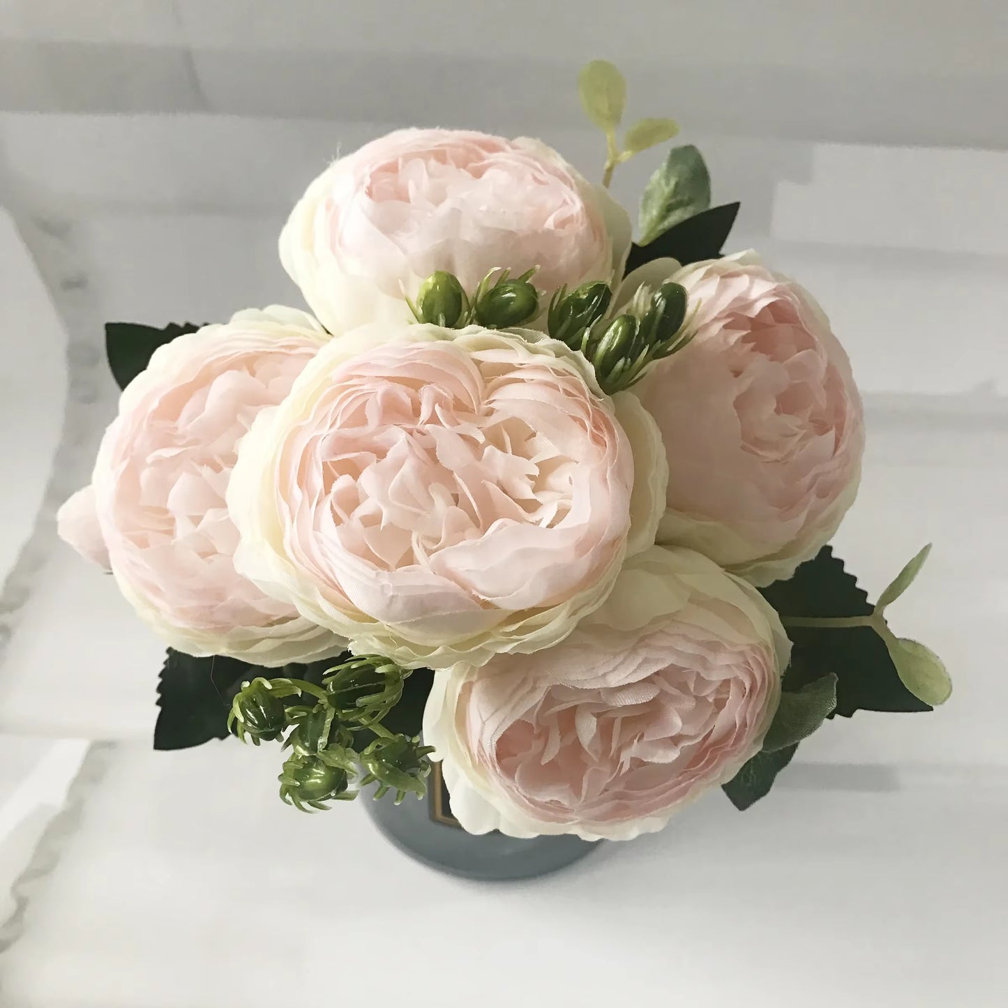 Rose Pink Silk Peony Bouquet β 30cm Faux Flower Arrangement with Buds & Gypsophila π