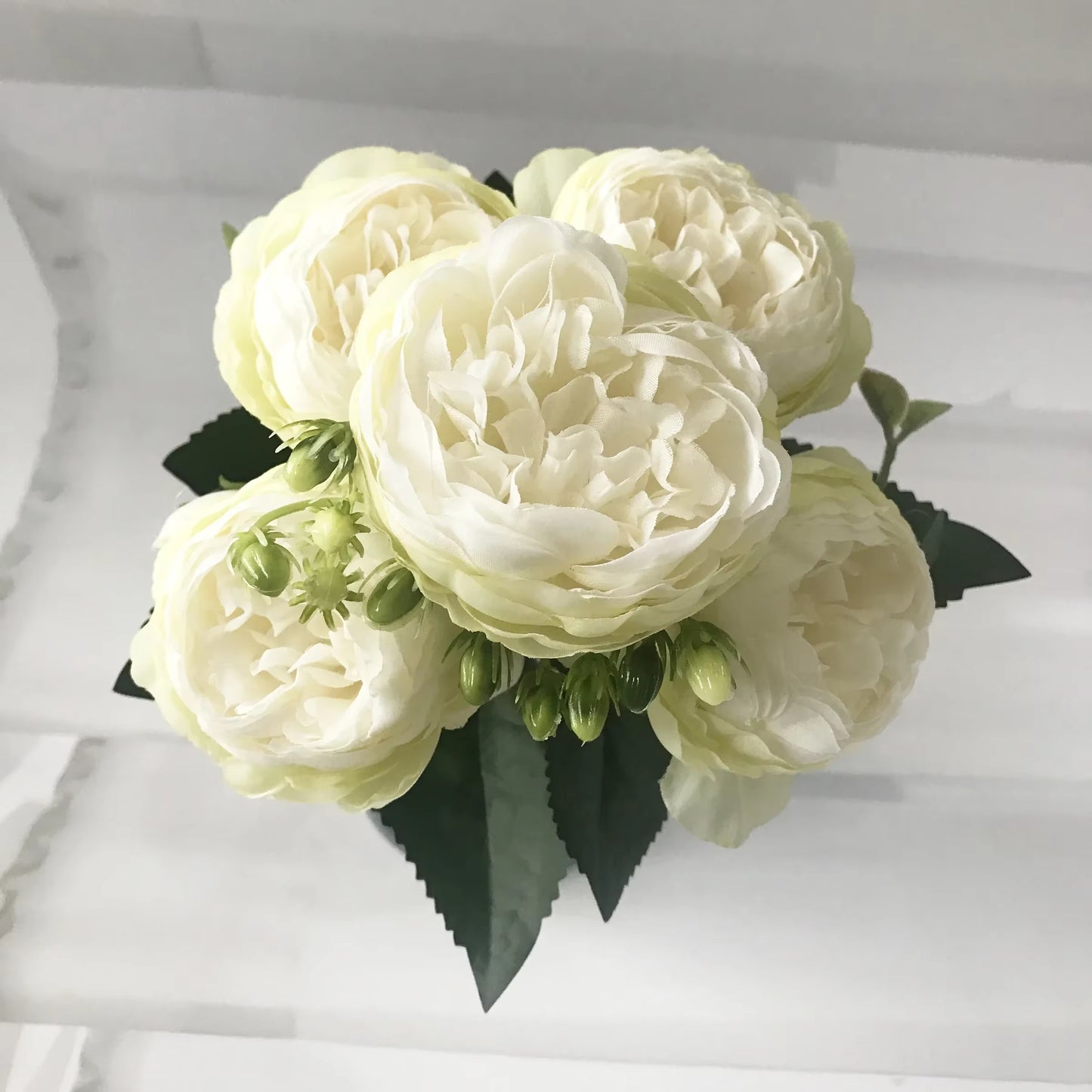 Rose Pink Silk Peony Bouquet β 30cm Faux Flower Arrangement with Buds & Gypsophila π