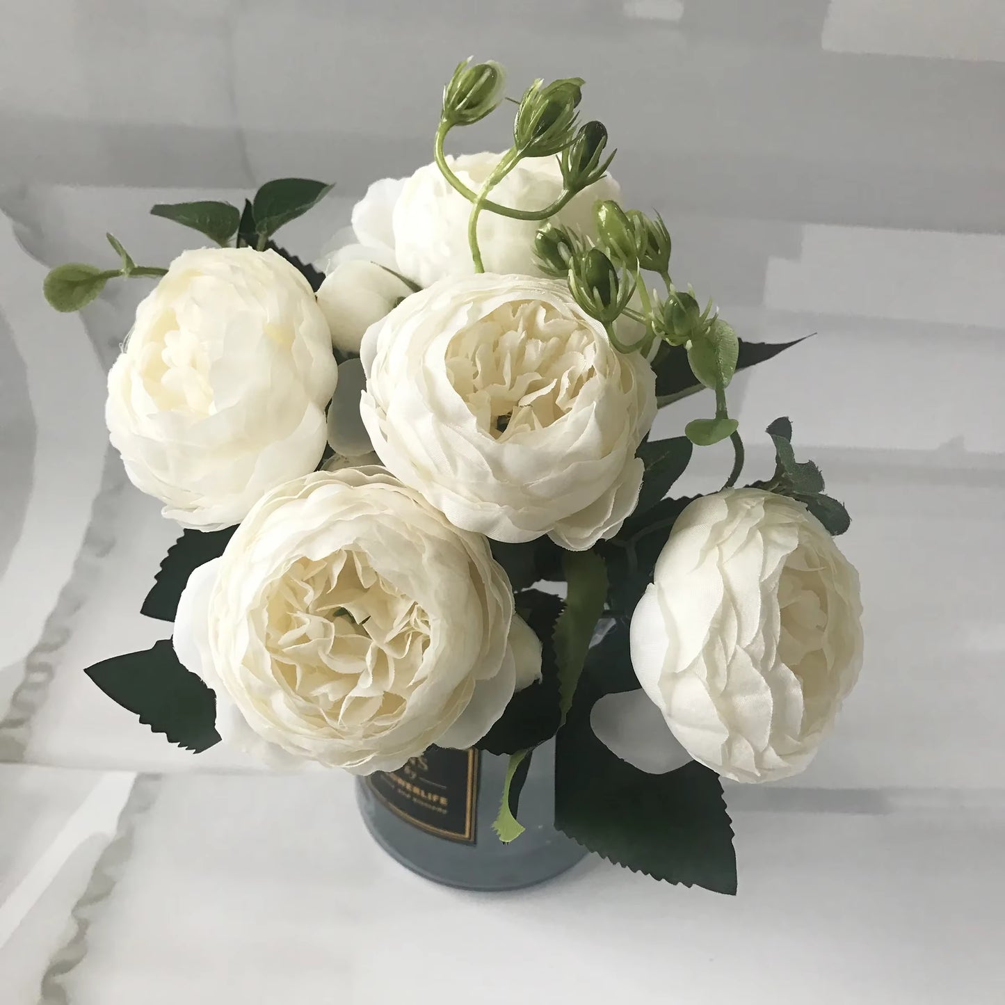 Rose Pink Silk Peony Bouquet β 30cm Faux Flower Arrangement with Buds & Gypsophila π