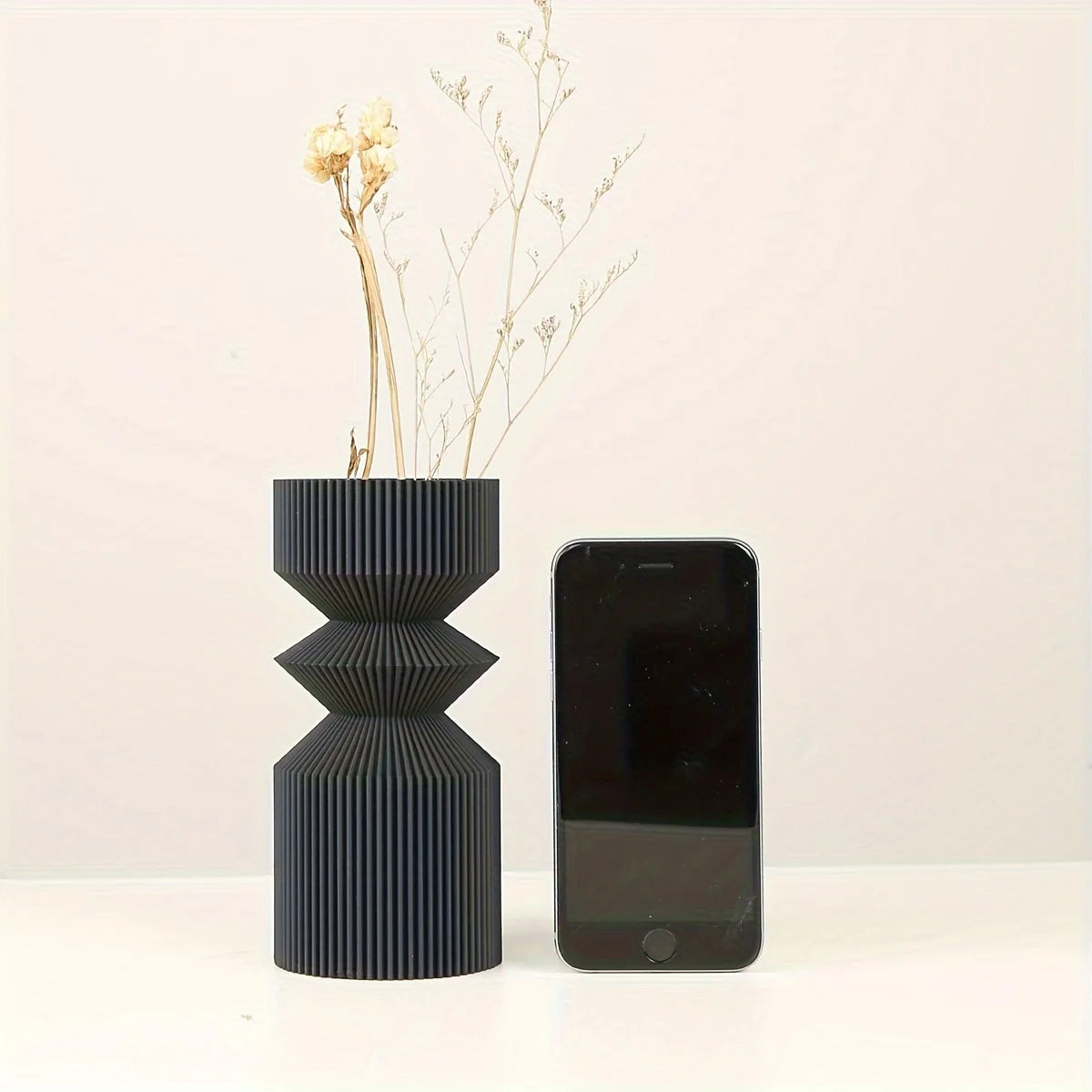 Nordic Black Decorative Plastic Vase – Minimalist Accent for Modern Interiors