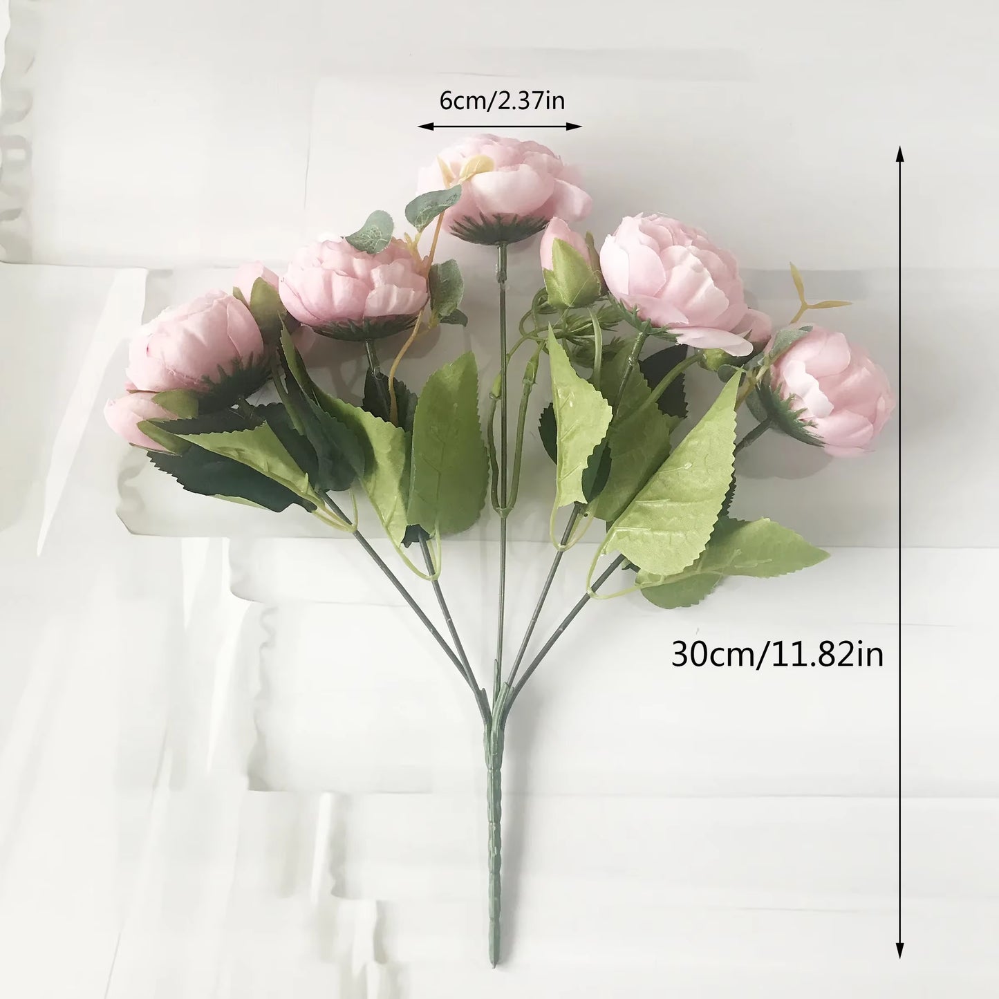Rose Pink Silk Peony Bouquet β 30cm Faux Flower Arrangement with Buds & Gypsophila π