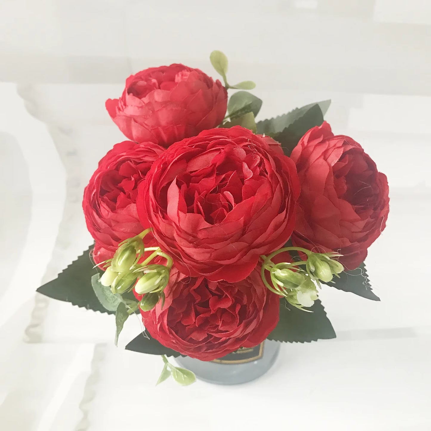 Rose Pink Silk Peony Bouquet β 30cm Faux Flower Arrangement with Buds & Gypsophila π