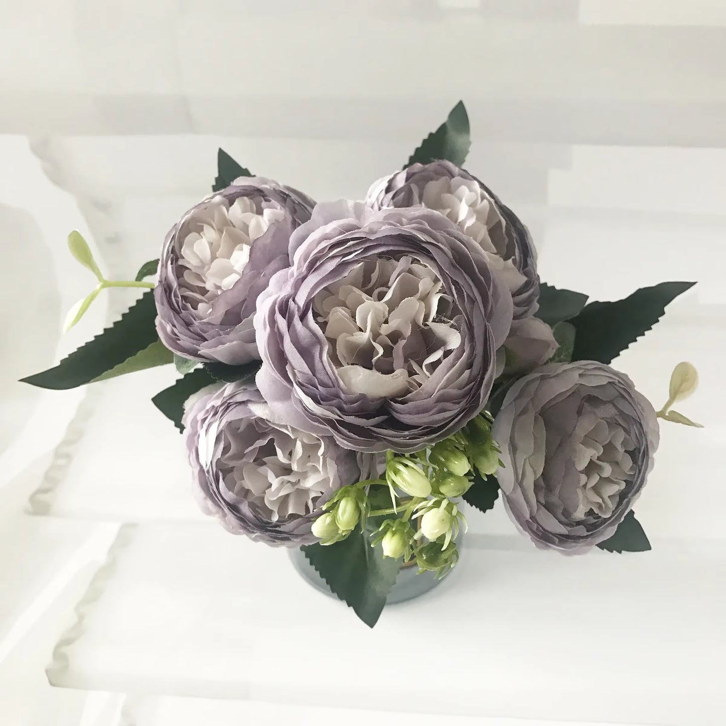 Rose Pink Silk Peony Bouquet β 30cm Faux Flower Arrangement with Buds & Gypsophila π