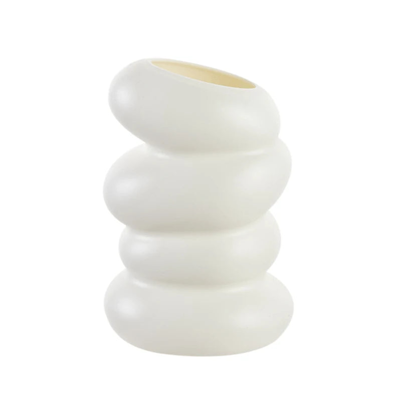 White Nordic-Style Imitation Ceramic Vase – Minimalist Decorative Flowerpot