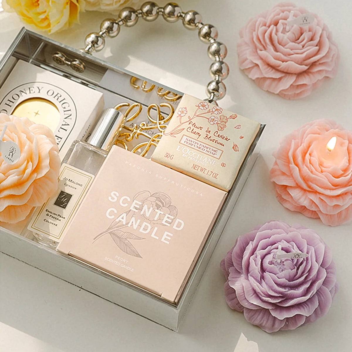 3D Peony Aromatic Candle Creative Flower Shape Aromatherapy Wedding Decor Gifts Box Valentine'S Day Scented Souvenir Ornament